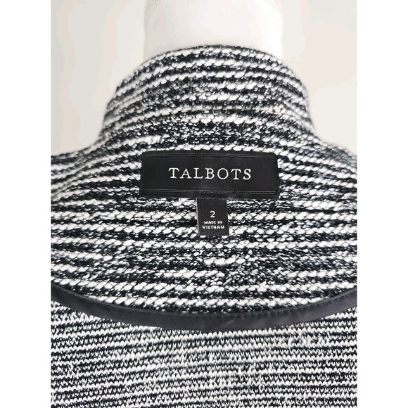 Talbots ~Woman Size 2~ Black/White Striped Cotton Blend Jacket Blazer Unlined. - Picture 7 of 9